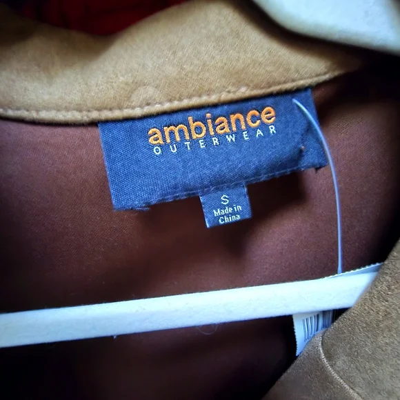 Ambiance Women's Tan Ultra Suede Single Button Trench Coat Size S - Picture 7 of 12